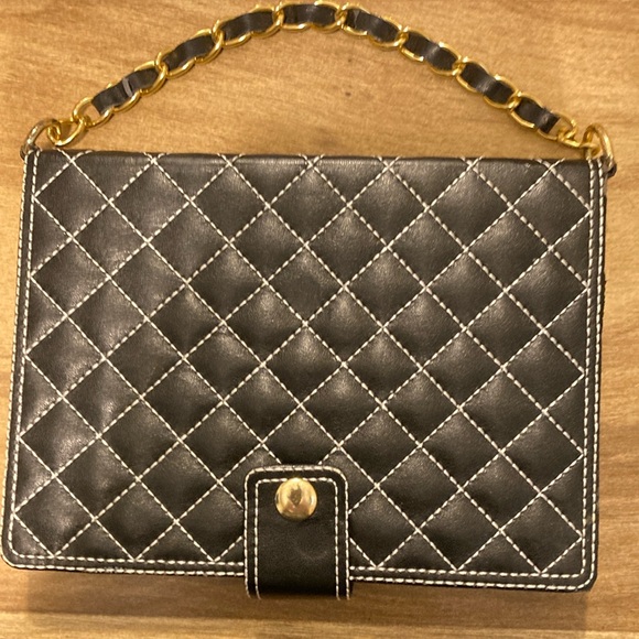 None Other - Sophisticated Black and Gold Quilted Notebook